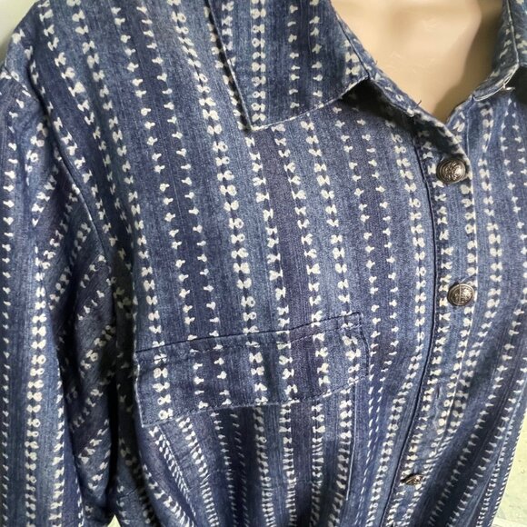 Ashley Stewart Asymetric  Modest Longsleeve Button Up Dress Plus Size 18 u Blue - Picture 8 of 10